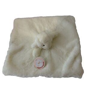 Apricot Lamb Plush Lovey Blanket Baby White Soft 13" Square NWT